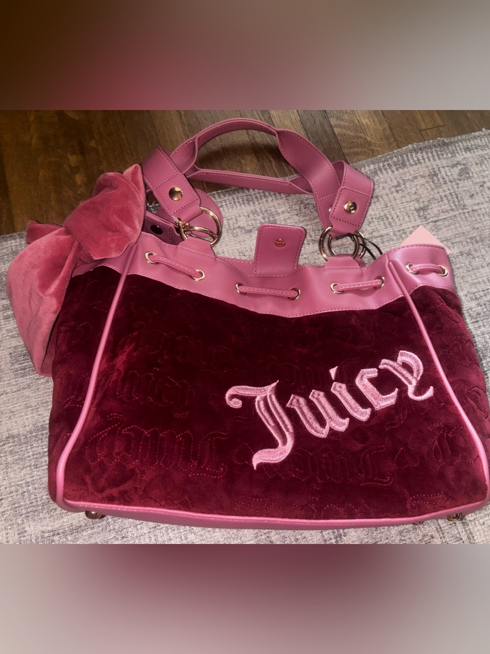Juicy Couture Pink and Red vintage dream tote Cranberry Juice
